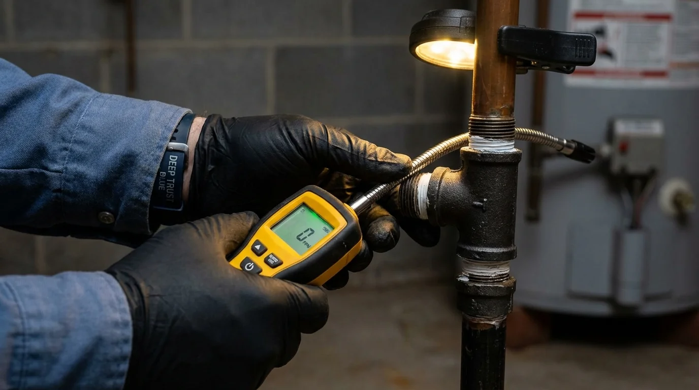 Gas leak detection with electronic sniffer by Johns Plumbing LLC in Batesville